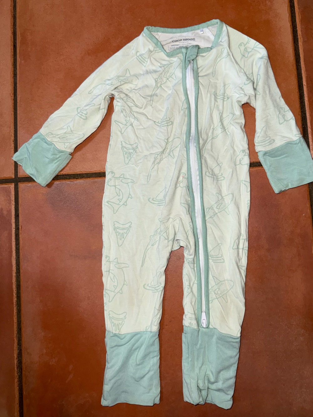 Carter's Mint Shark-Print Zipper Footed Pajamas for Kids